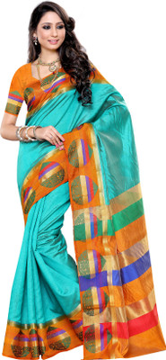 

Mimosa Woven Ikkat Art Silk Saree(Multicolor), Rama