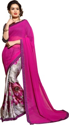 

Khushali Self Design, Printed Fashion Satin, Chiffon, Georgette Saree(Magenta, Multicolor)