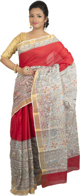 

Monidipa Printed Tant Cotton Saree(Red)