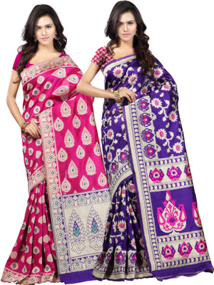 

Weavedeal Embellished Kanjivaram Silk Cotton Blend Saree(Pack of 2, Multicolor)