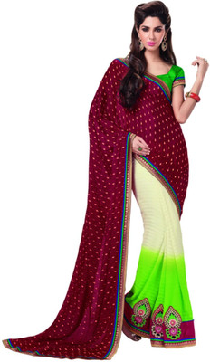 

Saara Printed Fashion Jacquard Saree(Maroon, White)