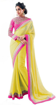 

Indian Wear Online Printed Fashion Art Silk Saree(Yellow)