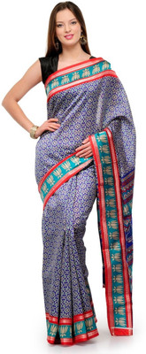 

Cenizas Floral Print Fashion Art Silk Saree(Multicolor), Blue