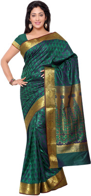 

Varkala Silk Sarees Woven Kanjivaram Saree(Green), Pakistani green