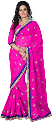 

Vishakha Fashion Embroidered Fashion Georgette Saree(Pink)