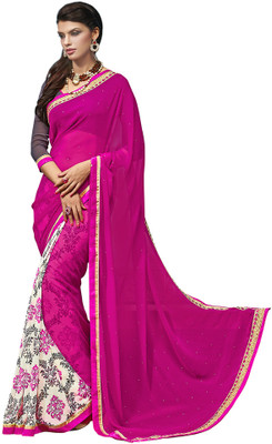

Khoobee Self Design, Embellished Fashion Georgette Saree(Pink, Beige, Grey), Beige;grey;pink