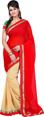 

Fashiondeal Solid Fashion Chiffon Saree(Red)