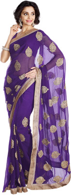 

Soch Self Design Fashion Chiffon Saree(Blue, Gold)