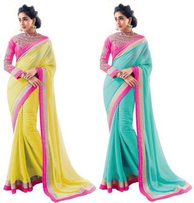 

Stylezone Self Design Fashion Chiffon Saree(Pack of 2, Multicolor)