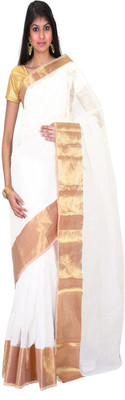

Javuli Woven Arani Pattu Handloom Silk Cotton Blend Saree(White)