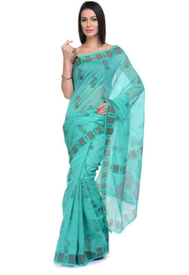 

NIKA Printed Chanderi Chanderi Saree(Green)