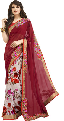 

Khushali Self Design Fashion Georgette Saree(Maroon, White, Multicolor), Maroon;multicolor;white