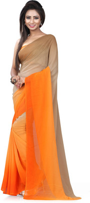 

Lovelylook Solid Fashion Chiffon Saree(Multicolor), Beige & orange
