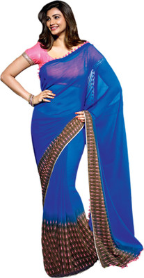 

Vishal Solid Fashion Georgette Saree(Blue)