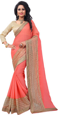 

Lovelylook Solid Daily Wear Chiffon, Georgette Saree(Pink), Peach