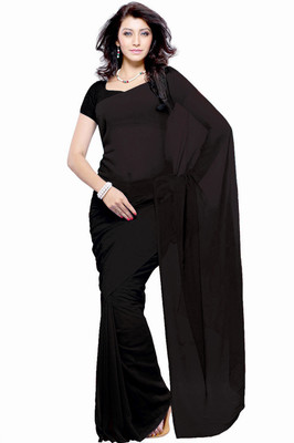 

Jiya Self Design Fashion Georgette Saree(Black)