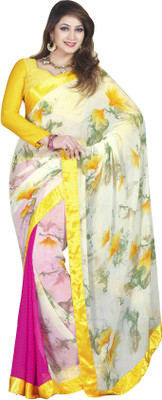 

Jiya Self Design, Printed Fashion Georgette, Chiffon Saree(Pink, Multicolor), Multicolor;pink