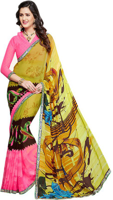 

PSHOPEE Printed Fashion Chiffon Saree(Pink)