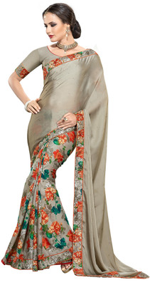 

Khoobee Self Design, Printed, Embellished Fashion Satin Saree(Beige, Multicolor)