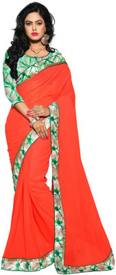 

Manthan Solid Daily Wear Georgette Saree(Red)