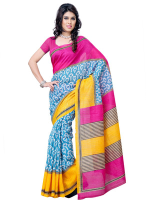 

JTInternational Printed Chanderi Handloom Art Silk Saree(Multicolor)