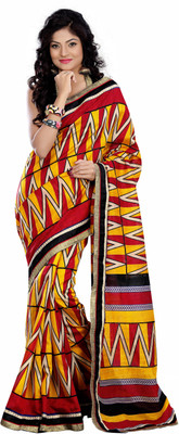 

JTInternational Printed Bhagalpuri Silk Saree(Yellow, Maroon), Maroon;yellow