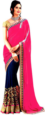 

Jhalak Embroidered, Solid, Self Design, Embellished Fashion Georgette Saree(Pink, Blue, Gold, Multicolor), Dark blue;gold;multicolor;pink;tomato