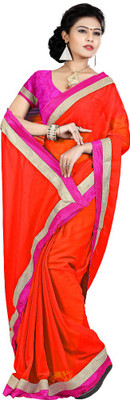 

Party Wear Dresses Solid Fashion Chiffon Saree(Red)