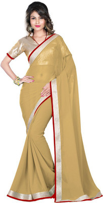 

Desi Butik Printed Fashion Chiffon Saree(Brown), Khaki
