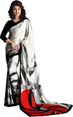 

Saara Digital Prints, Printed, Striped Daily Wear Crepe Saree(Multicolor)