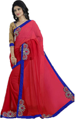 

Party Wear Dresses Embroidered Fashion Georgette Saree(Multicolor), Multicolor386