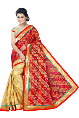 

Weavedeal Embellished, Self Design Banarasi Banarasi Silk Saree(Red)