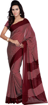 

Goodfeel Polka Print Fashion Georgette Saree(Maroon, White)