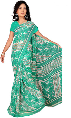 

Khushali Floral Print Fashion Georgette Saree(Multicolor), Green