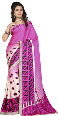

Khushali Self Design, Printed Fashion Silk, Crepe, Jacquard Saree(Pink, Beige), Beige;pink