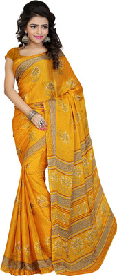 

Khushali Self Design, Printed Fashion Crepe Saree(Orange, Multicolor), Multicolor;orange