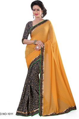 

Indianbeauty Solid, Printed Bollywood Chiffon, Printed Silk Saree(Orange)