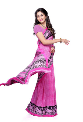 

Hi-Choice Printed Fashion Crepe Saree(Pink)