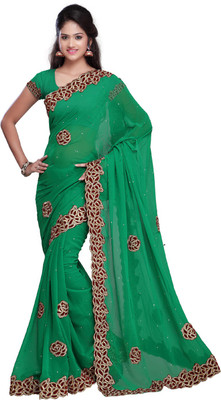 

Desi Butik Embroidered Fashion Art Silk Saree(Green)