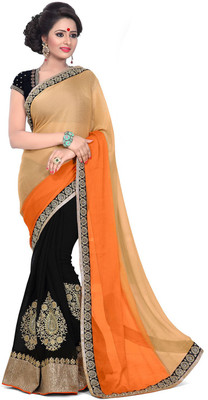 

Party Wear Dresses Embroidered Fashion Georgette Saree(Black)