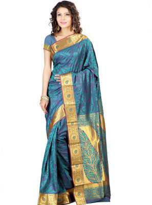 

Manthan Printed Daily Wear Art Silk Saree(Grey, Blue)