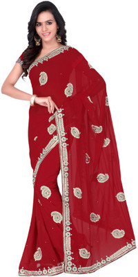 

Desi Butik Embroidered Fashion Art Silk Saree(Maroon)