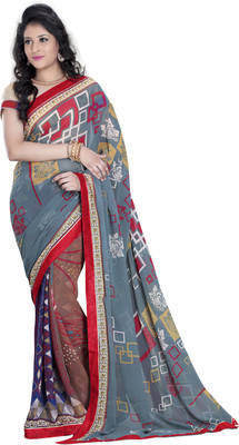 

Khoobee Self Design, Printed Fashion Georgette Saree(Light Blue, Multicolor)