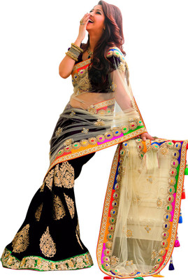 

Asha Fashion Embellished, Embroidered, Solid Fashion Chiffon, Net Saree(Black)