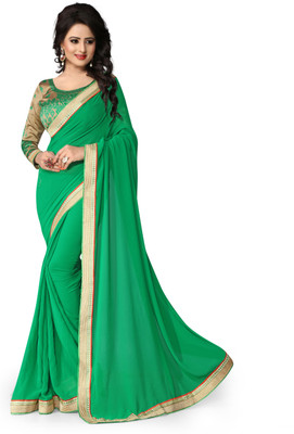 

Indianbeauty Solid Fashion Chiffon Saree(Green)