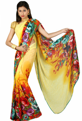 

Anushree Saree Printed Fashion Georgette Saree(Multicolor), Light yellow