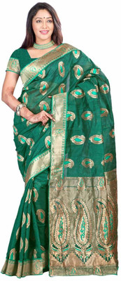 

Weavedeal Embellished Banarasi Art Silk Saree(Green)