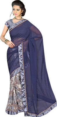 

Jiya Self Design, Printed Fashion Georgette Saree(Dark Blue, Multicolor)