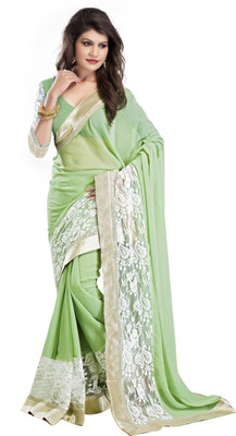 

SHREE OM VALLABH Self Design Banarasi Georgette Saree(Green)