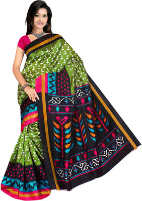 

Manthan Printed Daily Wear Art Silk Saree(Green, Multicolor), Green & multi